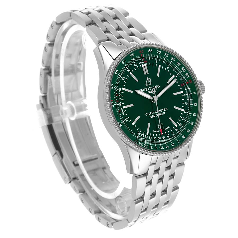 Montre réplique pour homme : Breitling Navitimer 41, cadran vert, acier, A17326 — excellente – Photo 3
