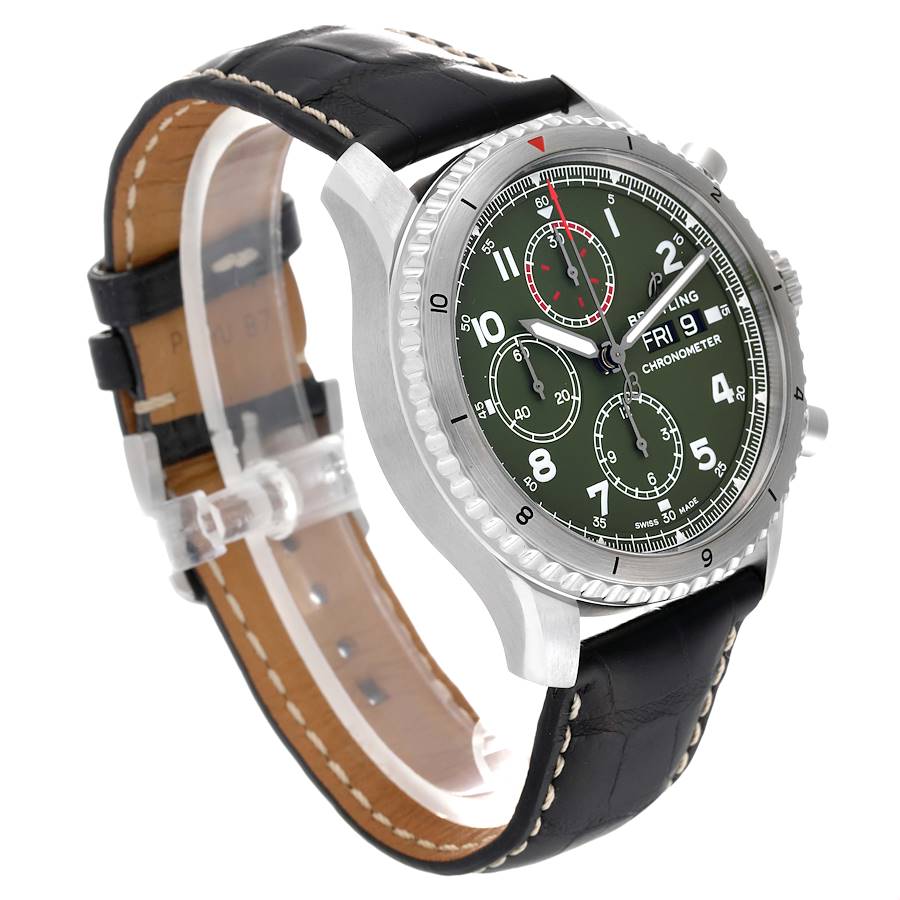 Montre réplique pour homme : Breitling Aviator 8 Curtiss Warhawk, cadran vert, acier, A13316 — exquise – Photo 3