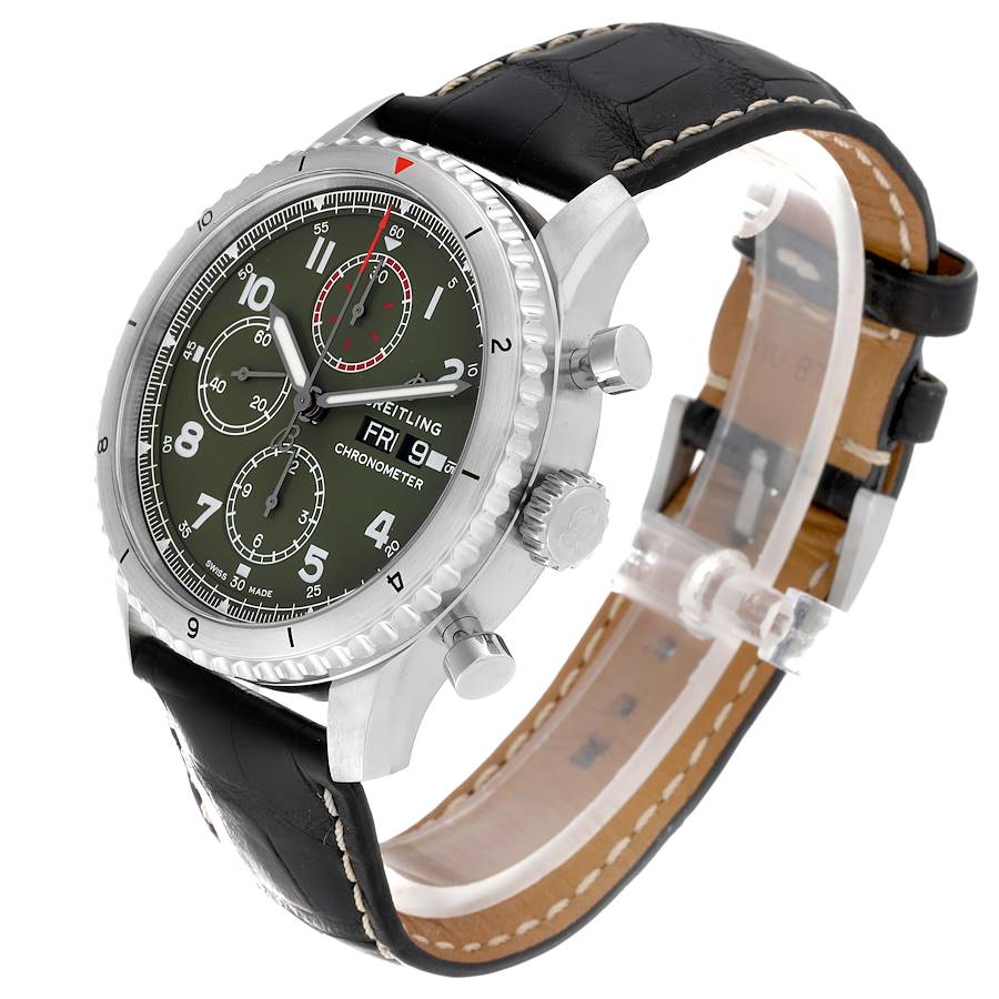 Montre réplique pour homme : Breitling Aviator 8 Curtiss Warhawk, cadran vert, acier, A13316 — exquise – Photo 4