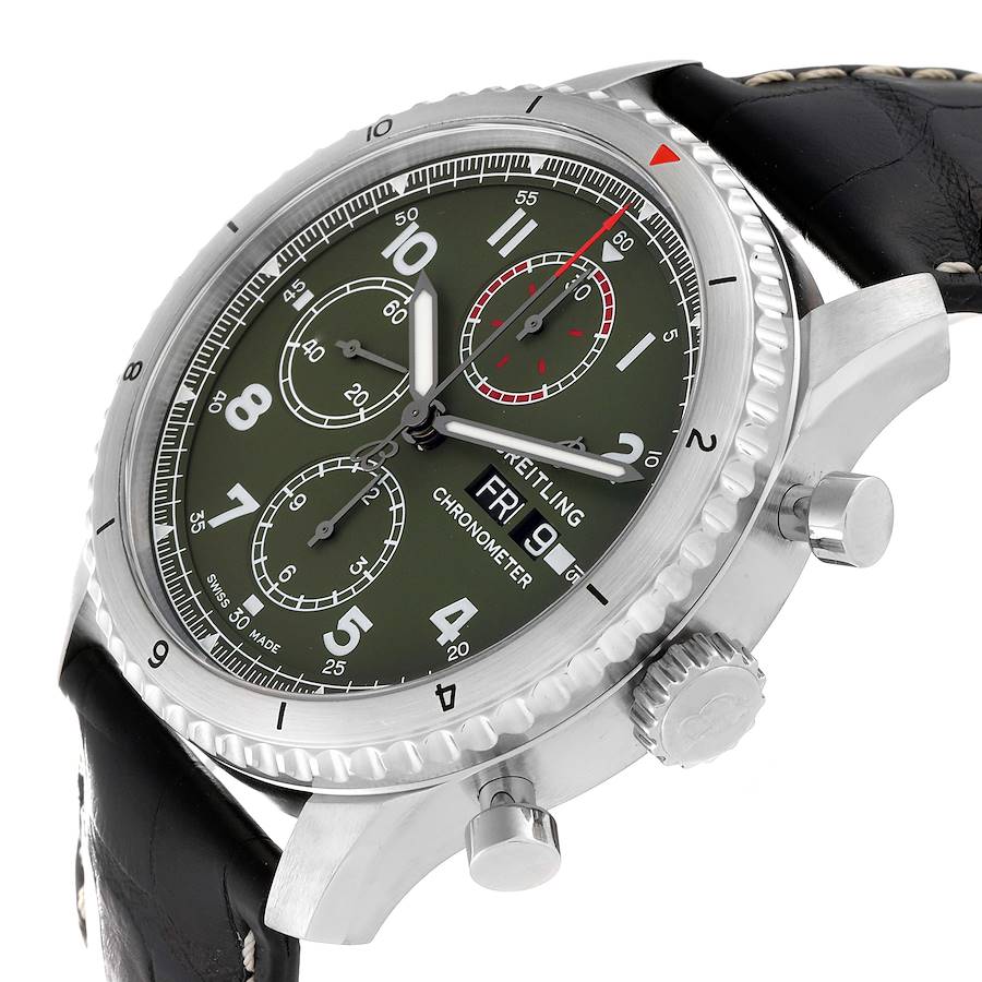 Montre réplique pour homme : Breitling Aviator 8 Curtiss Warhawk, cadran vert, acier, A13316 — exquise – Photo 5