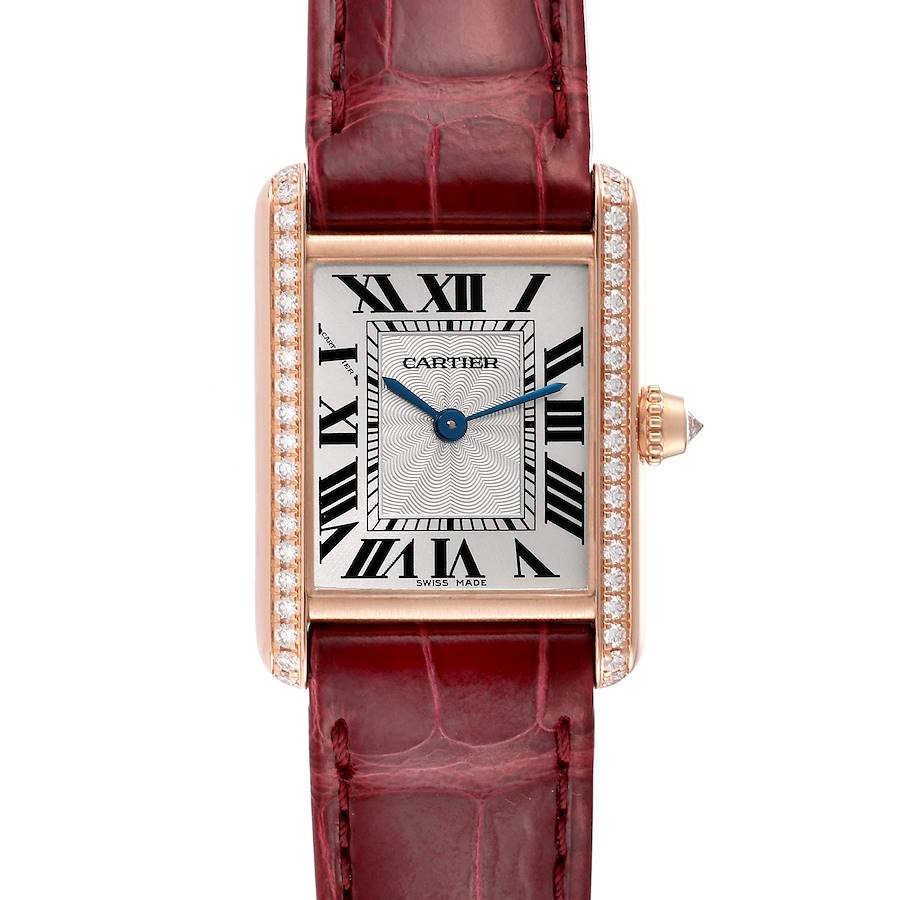 Montre réplique pour femme : Cartier Tank Louis, or rose, diamants, WJTA0010 — discrète – Photo 1