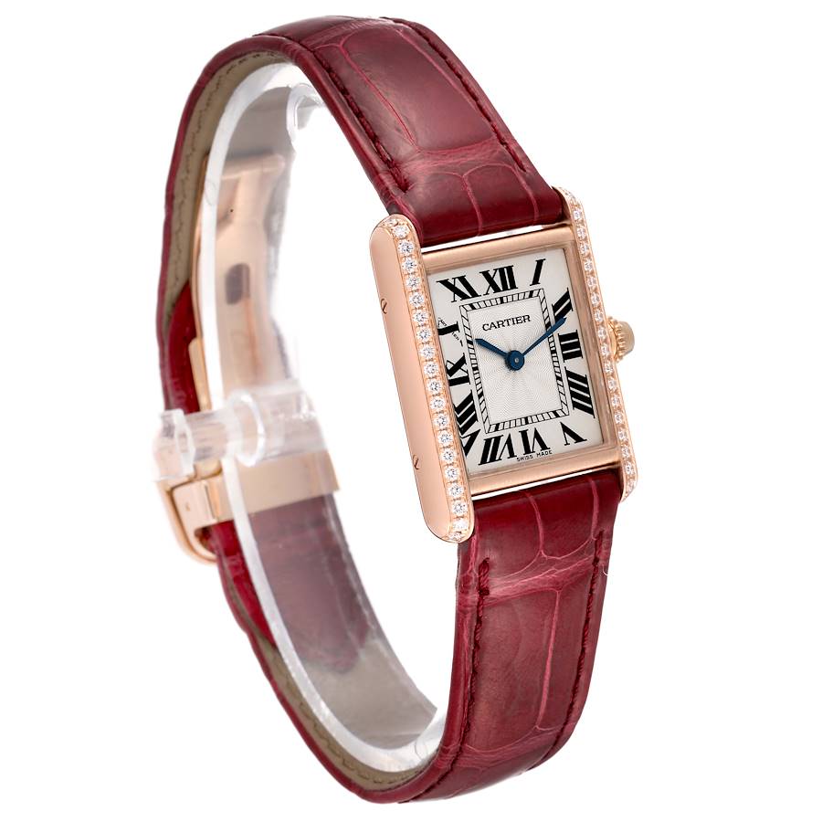 Montre réplique pour femme : Cartier Tank Louis, or rose, diamants, WJTA0010 — discrète – Photo 2