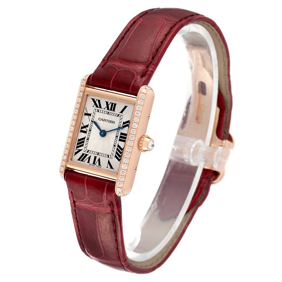 Montre réplique pour femme : Cartier Tank Louis, or rose, diamants, WJTA0010 — discrète – Photo 3