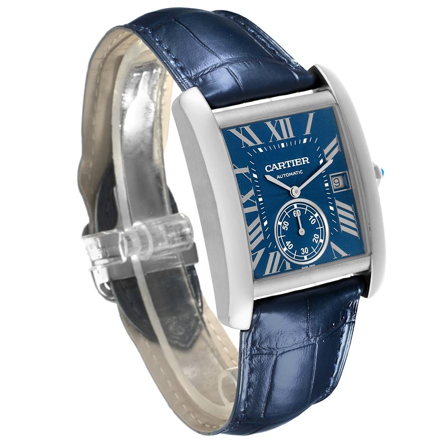Montre réplique pour homme : Cartier Tank MC, cadran bleu, automatique, acier, WSTA0010 — à prix avantageux – Photo 3
