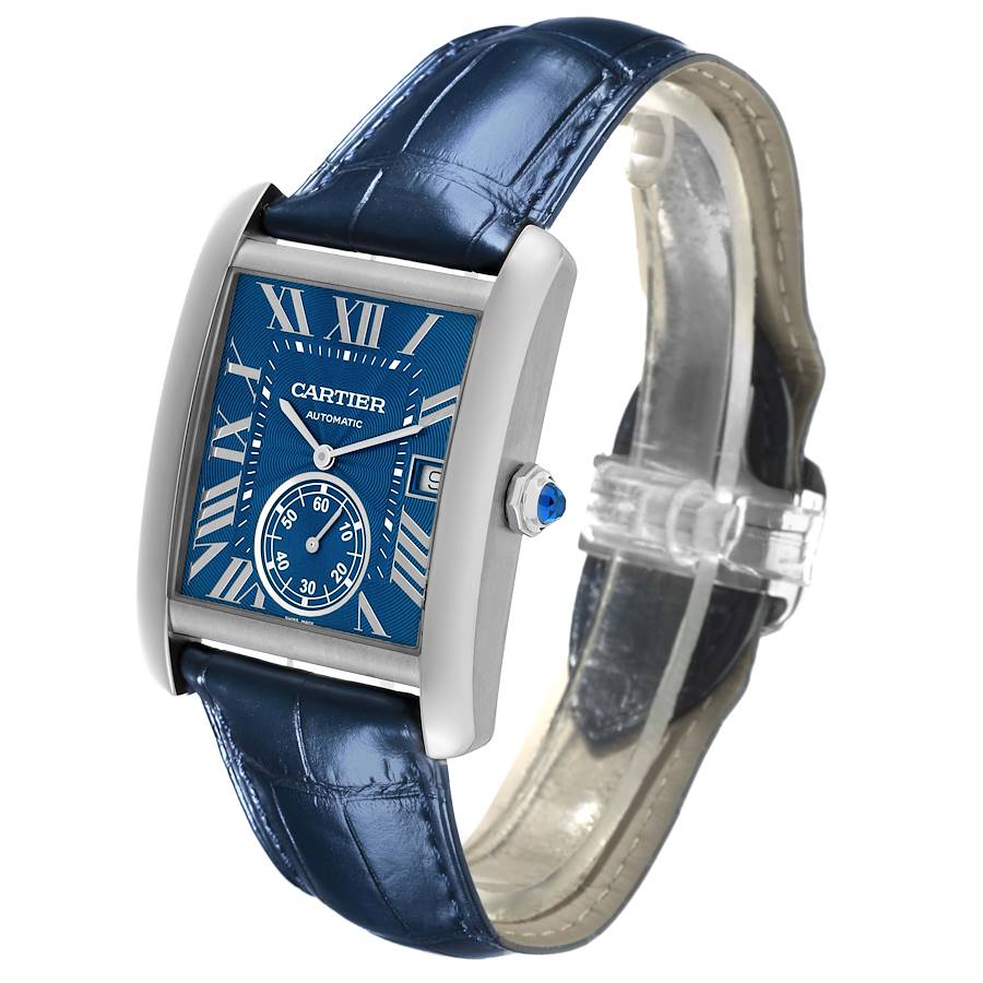 Montre réplique pour homme : Cartier Tank MC, cadran bleu, automatique, acier, WSTA0010 — à prix avantageux – Photo 4
