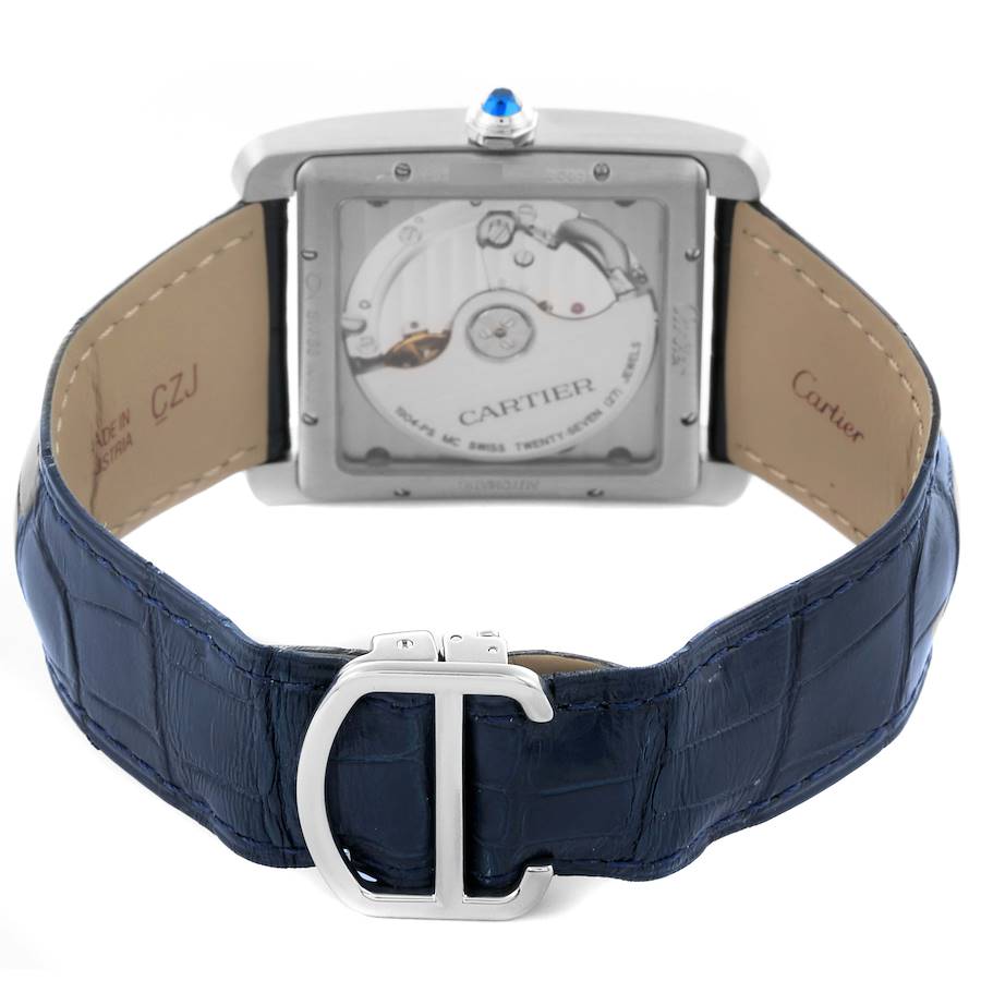 Montre réplique pour homme : Cartier Tank MC, cadran bleu, automatique, acier, WSTA0010 — à prix avantageux – Photo 7