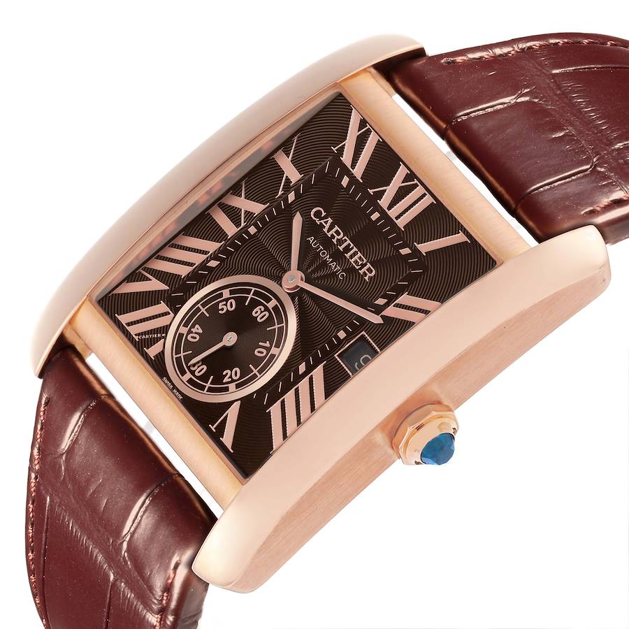 Montre réplique pour homme : Cartier Tank MC, or rose, cadran marron, marron, bracelet, W5330002 — irrésistible – Photo 3