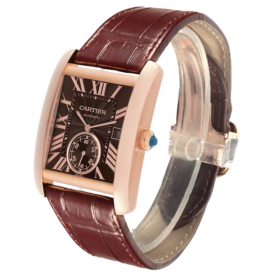 Montre réplique pour homme : Cartier Tank MC, or rose, cadran marron, marron, bracelet, W5330002 — irrésistible – Photo 5