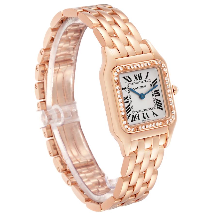 Montre réplique pour femme : Cartier Panthere, modèle intermédiaire, or rose, diamants, WJPN0009 — très bien notée – Photo 3