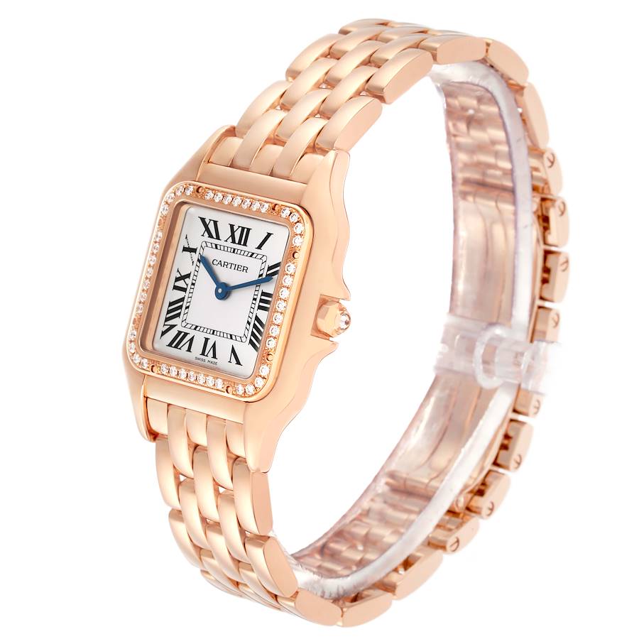 Montre réplique pour femme : Cartier Panthere, modèle intermédiaire, or rose, diamants, WJPN0009 — très bien notée – Photo 4