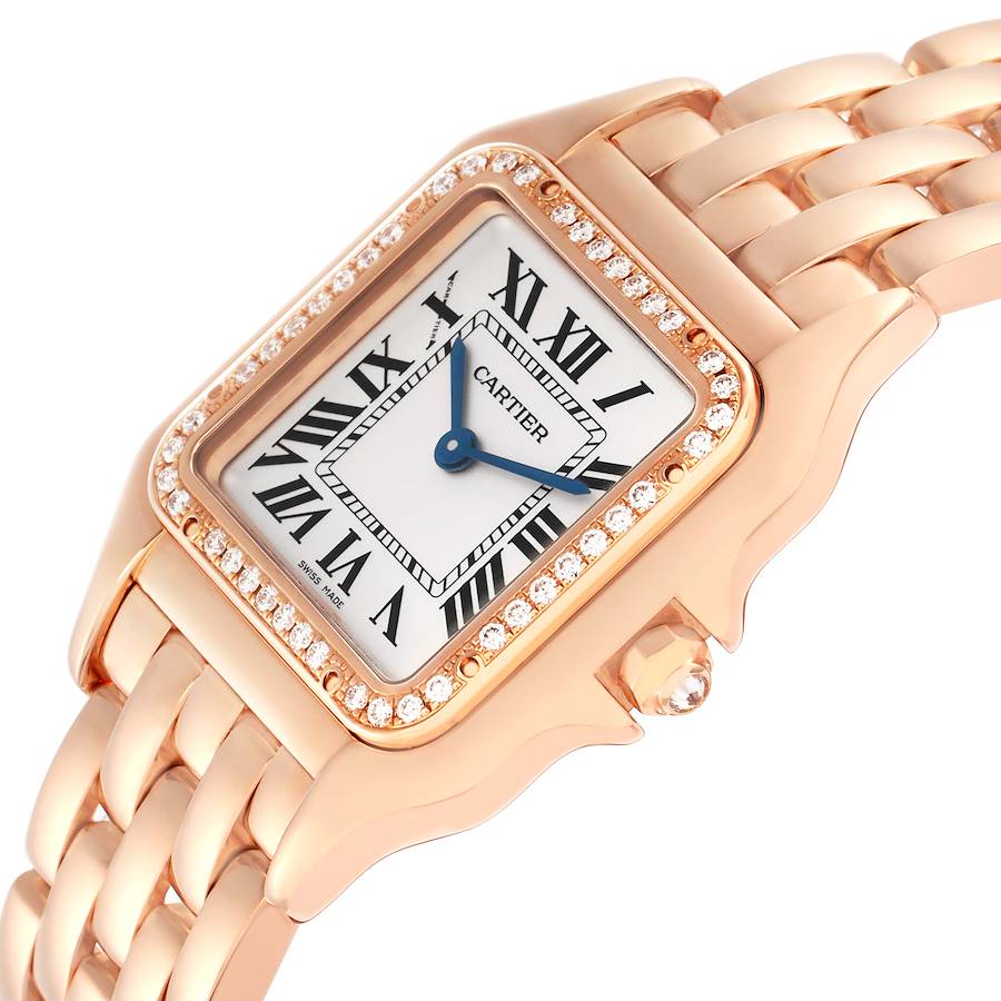 Montre réplique pour femme : Cartier Panthere, modèle intermédiaire, or rose, diamants, WJPN0009 — très bien notée – Photo 5