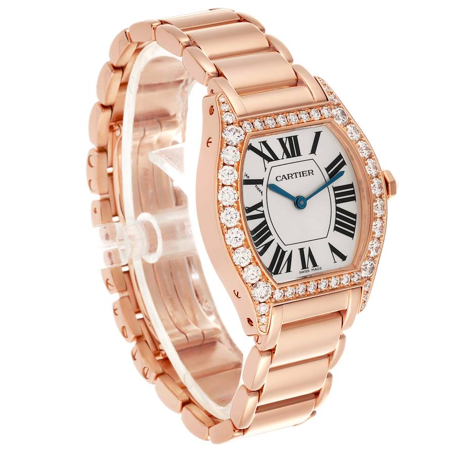 Montre réplique pour femme : Cartier Tortue, or rose, lunette sertie de diamants, WA507031 — enchanteresse – Photo 3