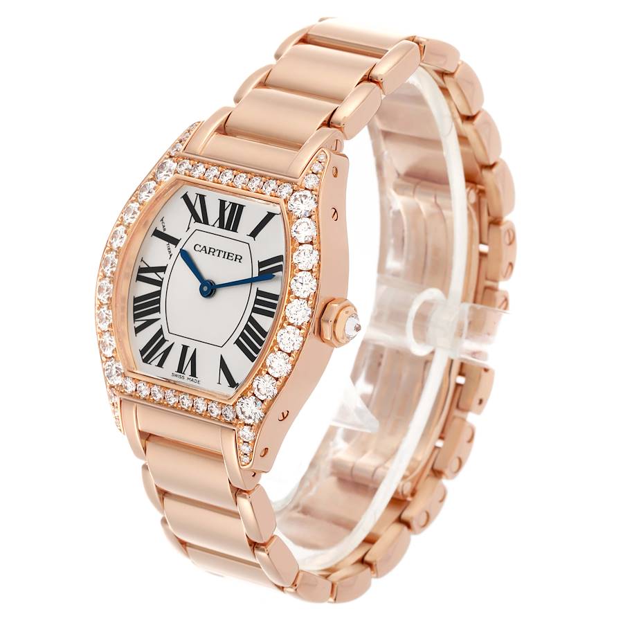 Montre réplique pour femme : Cartier Tortue, or rose, lunette sertie de diamants, WA507031 — enchanteresse – Photo 4