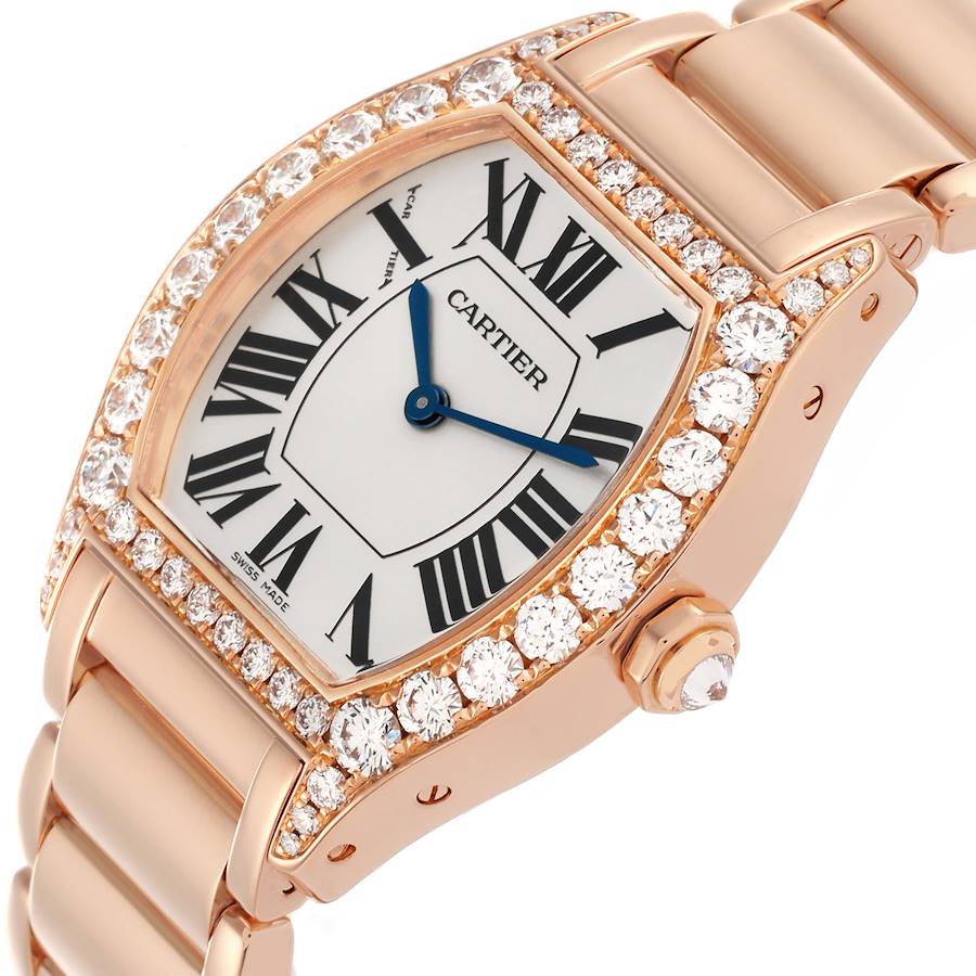 Montre réplique pour femme : Cartier Tortue, or rose, lunette sertie de diamants, WA507031 — enchanteresse – Photo 5