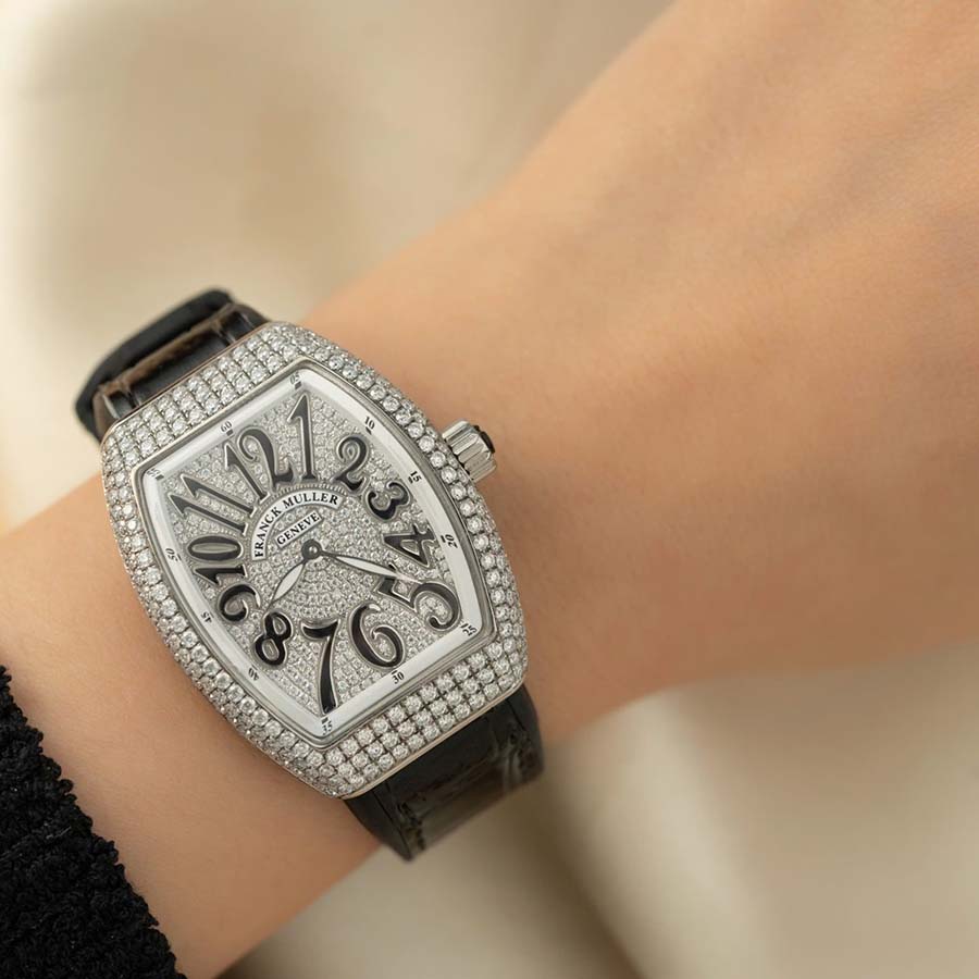 Montre réplique : Franck Muller Vanguard V32, noir, sertissage intégral en moissanite, ABF 32 mm — classique – Photo 3