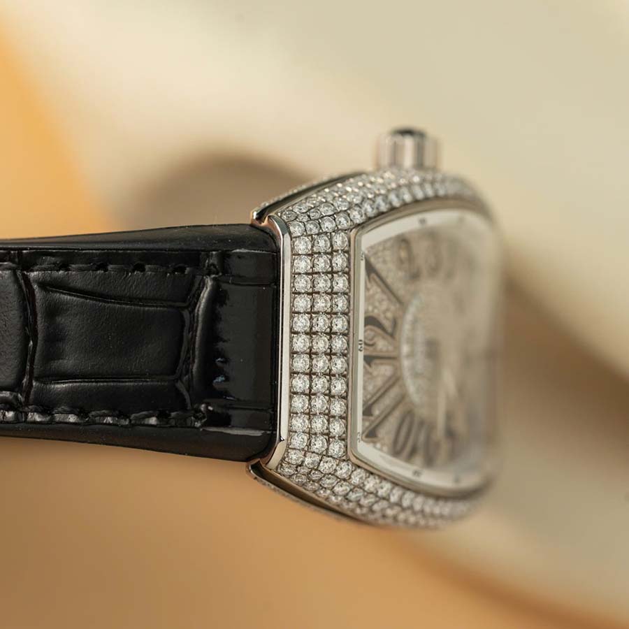 Montre réplique : Franck Muller Vanguard V32, noir, sertissage intégral en moissanite, ABF 32 mm — classique – Photo 4