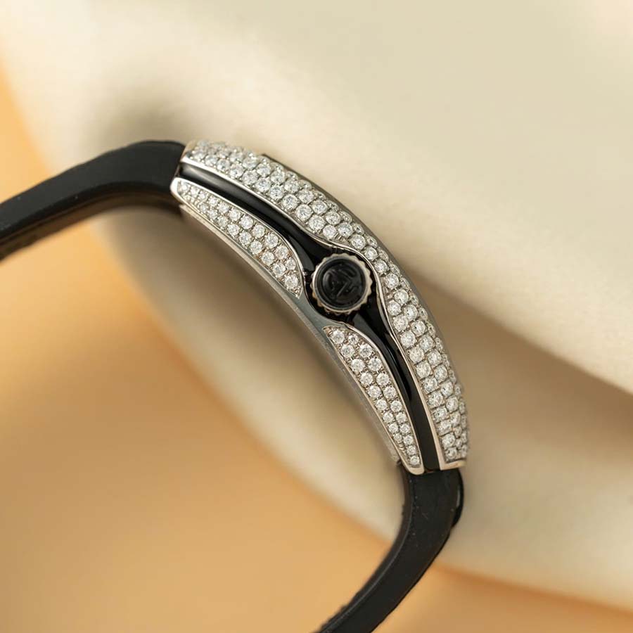Montre réplique : Franck Muller Vanguard V32, noir, sertissage intégral en moissanite, ABF 32 mm — classique – Photo 6