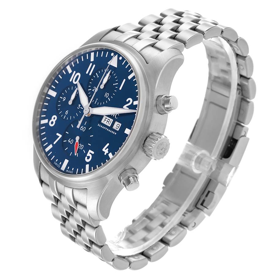 Montre réplique pour homme : IWC Big Pilots, chronographe, 43 mm, acier, cadran bleu, IW378004 — singulière – Photo 4