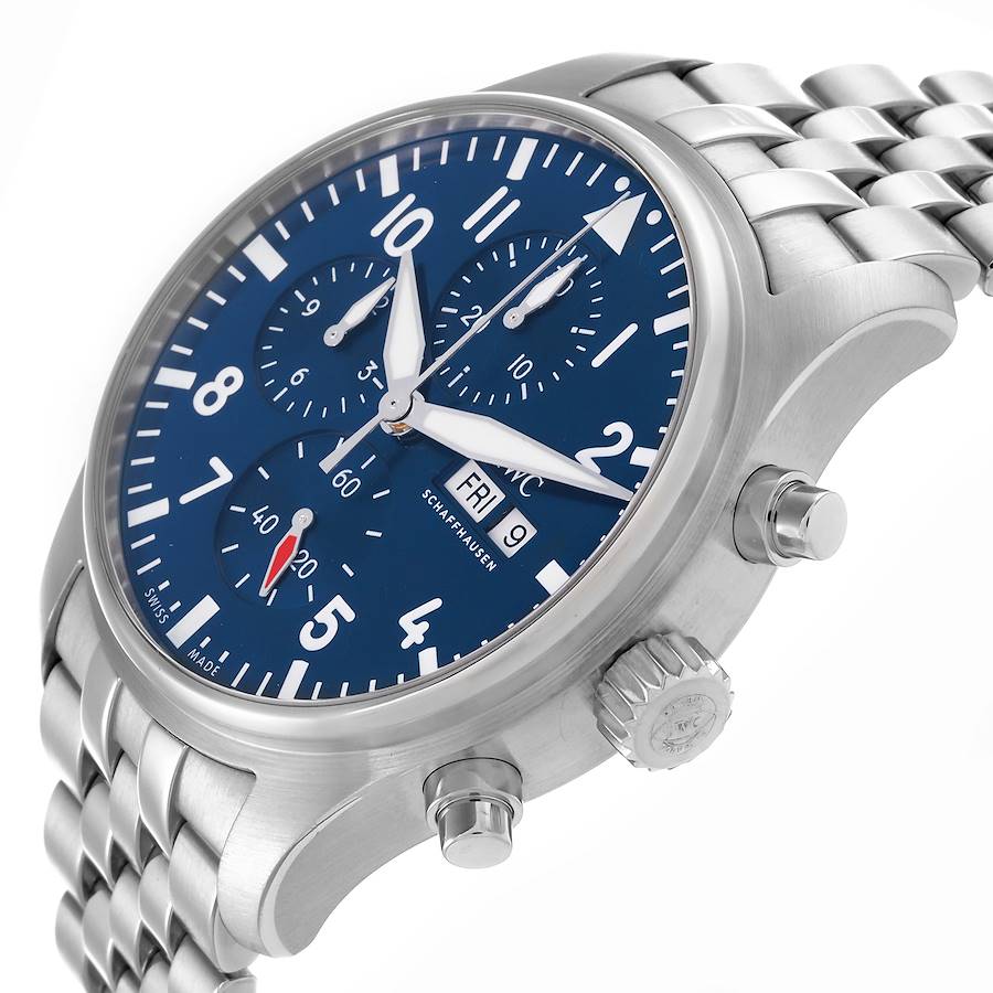 Montre réplique pour homme : IWC Big Pilots, chronographe, 43 mm, acier, cadran bleu, IW378004 — singulière – Photo 5