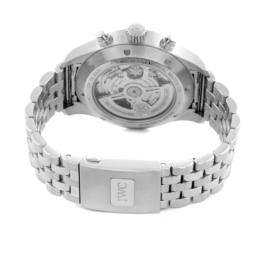 Montre réplique pour homme : IWC Big Pilots, chronographe, 43 mm, acier, cadran bleu, IW378004 — singulière – Photo 7