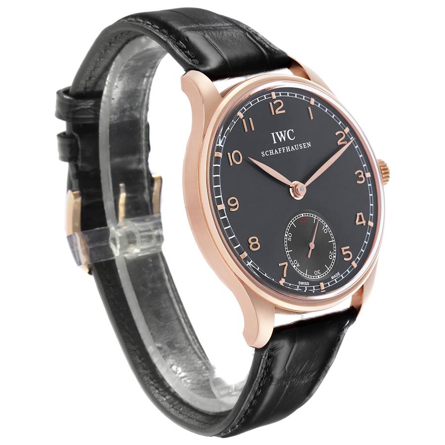 Montre réplique pour homme : IWC Portuguese, or rose, cadran gris, remontage manuel, IW545406 — mythique – Photo 3