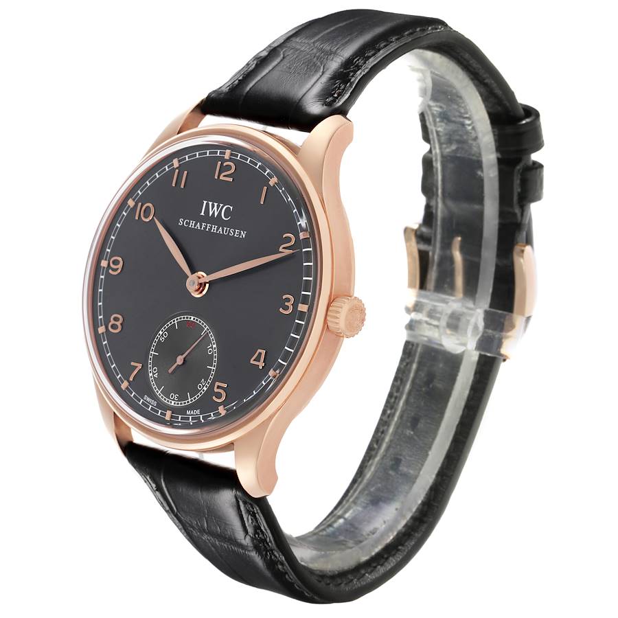 Montre réplique pour homme : IWC Portuguese, or rose, cadran gris, remontage manuel, IW545406 — mythique – Photo 4