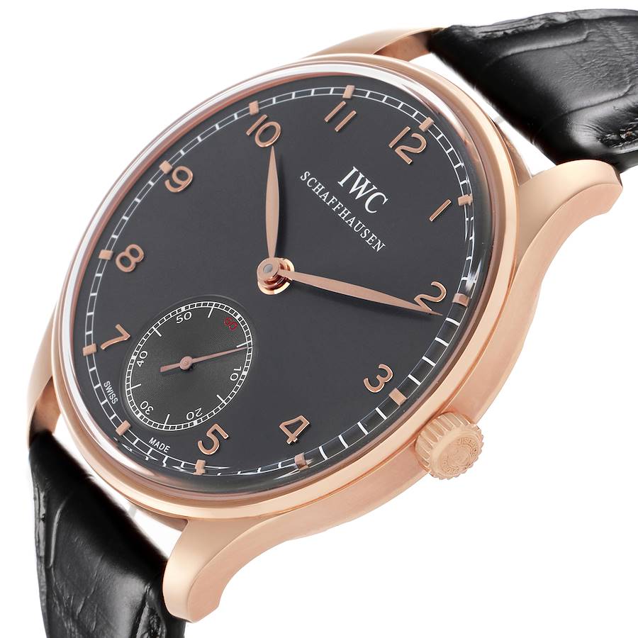 Montre réplique pour homme : IWC Portuguese, or rose, cadran gris, remontage manuel, IW545406 — mythique – Photo 5