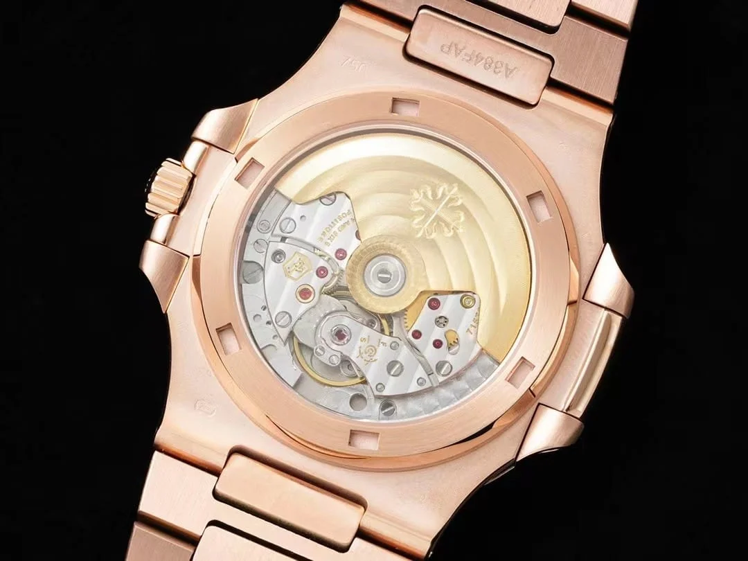 Montre réplique : Patek Philippe 40 mm, or rose, cadran noir, sertissage intégral — remarquable – Photo 7