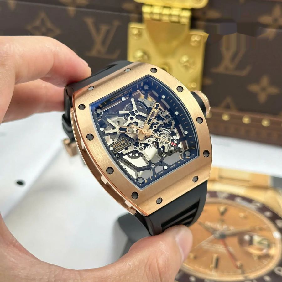 Montre réplique : Richard Mille RM 035 Americas, or rose, Toro, squelette, ZF, manufacture, 39,7 mm X 48 mm — de premier choix – Photo 4