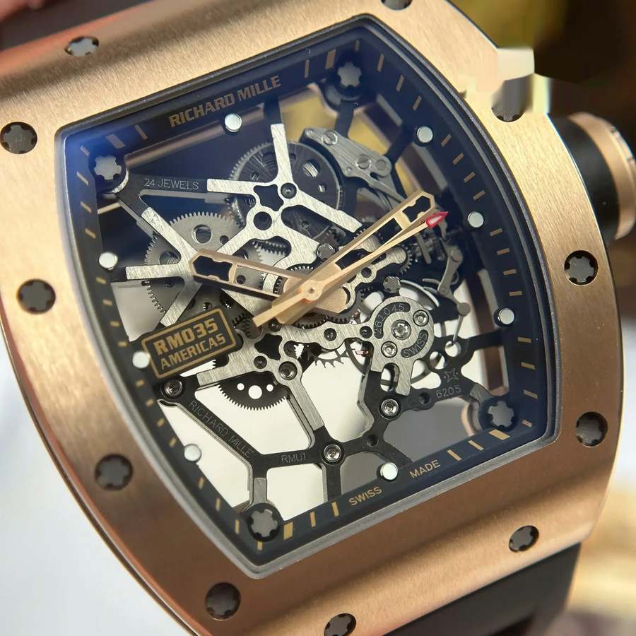 Montre réplique : Richard Mille RM 035 Americas, or rose, Toro, squelette, ZF, manufacture, 39,7 mm X 48 mm — de premier choix – Photo 5