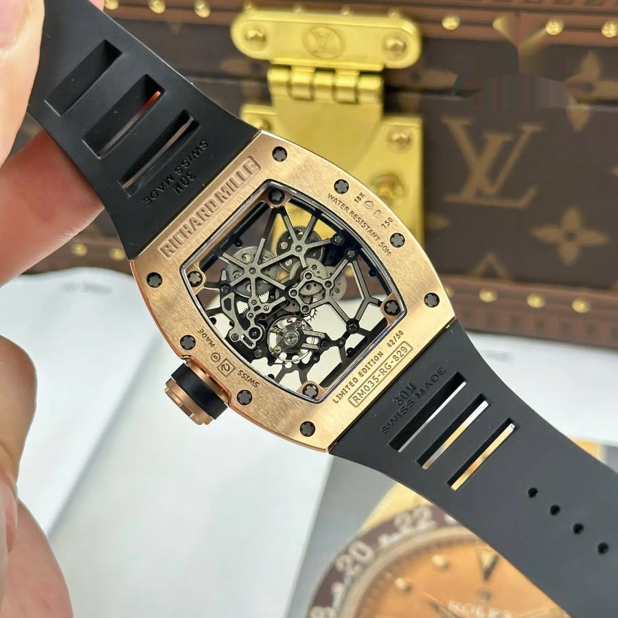 Montre réplique : Richard Mille RM 035 Americas, or rose, Toro, squelette, ZF, manufacture, 39,7 mm X 48 mm — de premier choix – Photo 12