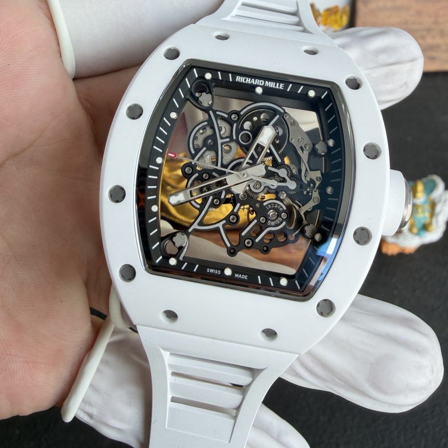 Montre réplique : Richard Mille RM 055 Bubba Watson, céramique blanche, mouvement Vaucher, 42,7 mm X 49,9 mm — pour les petits budgets – Photo 2