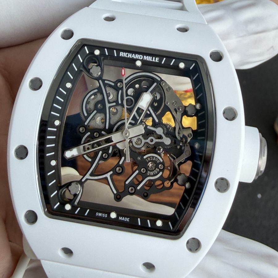 Montre réplique : Richard Mille RM 055 Bubba Watson, céramique blanche, mouvement Vaucher, 42,7 mm X 49,9 mm — pour les petits budgets – Photo 4