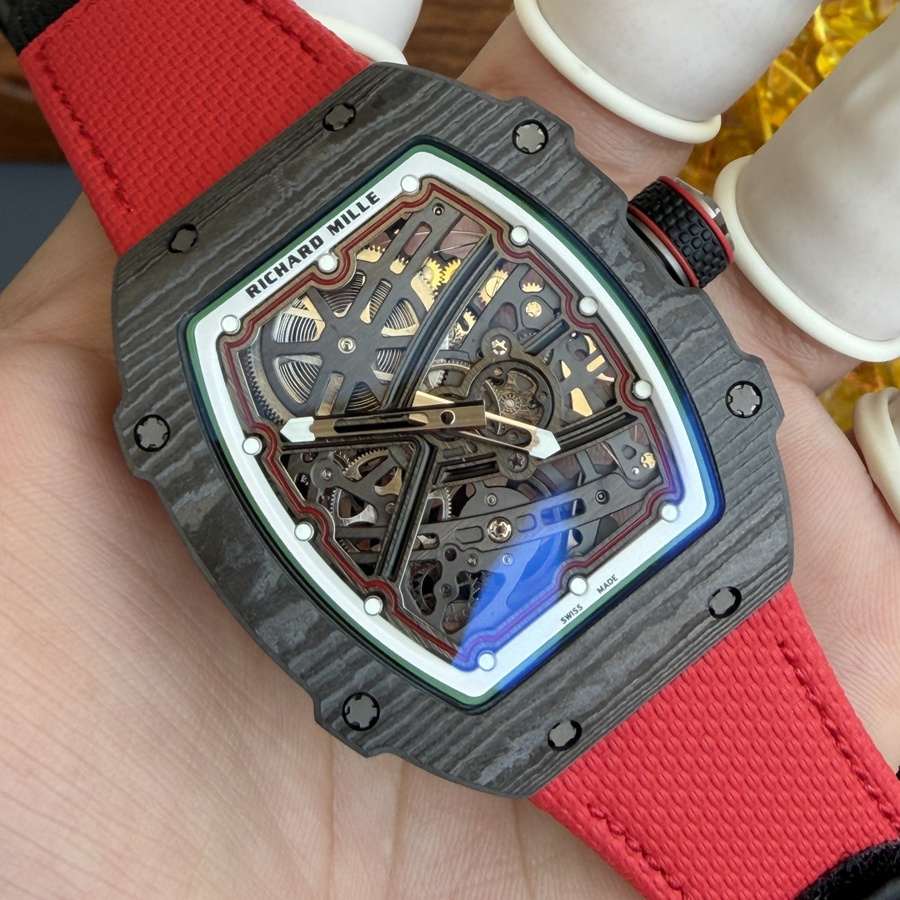 Montre réplique : Richard Mille RM 67-02, extra-plate, Italie, Carbon TPT, rouge, vert, 38.7 X 47,52 mm — classique – Photo 5