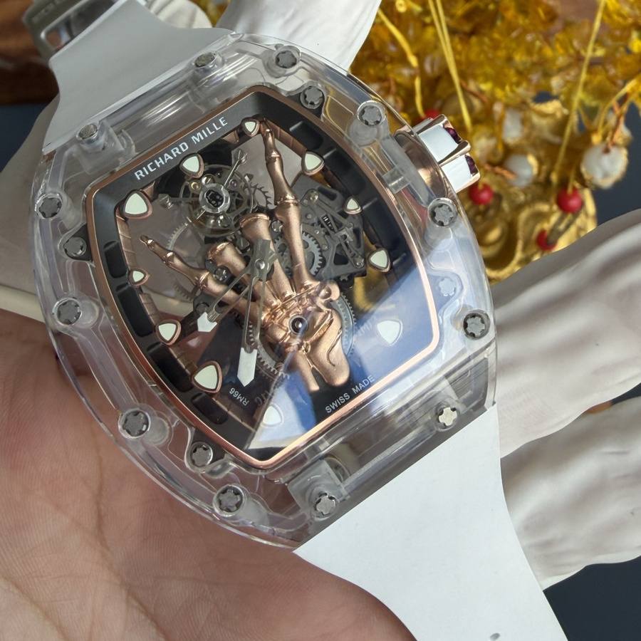 Montre réplique : Richard Mille RM 66, volant, tourbillon, sur mesure, véritable, blanc, saphir, 42,7 mm X 49,94 mm — avantageuse – Photo 3