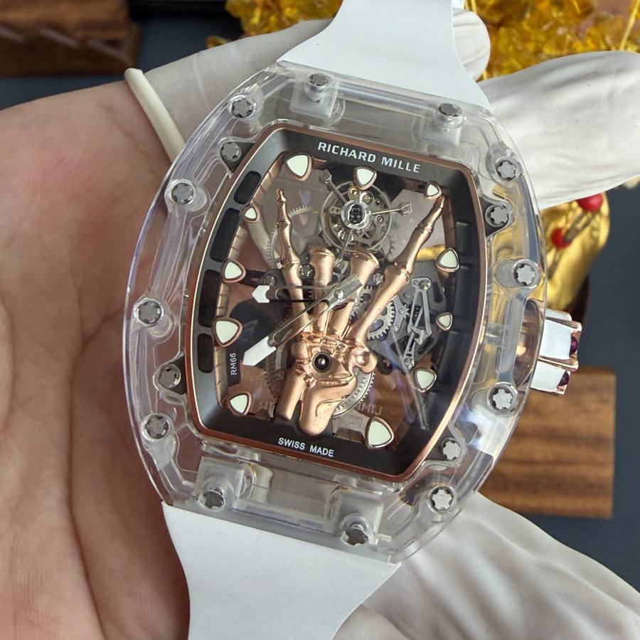 Montre réplique : Richard Mille RM 66, volant, tourbillon, sur mesure, véritable, blanc, saphir, 42,7 mm X 49,94 mm — avantageuse – Photo 4