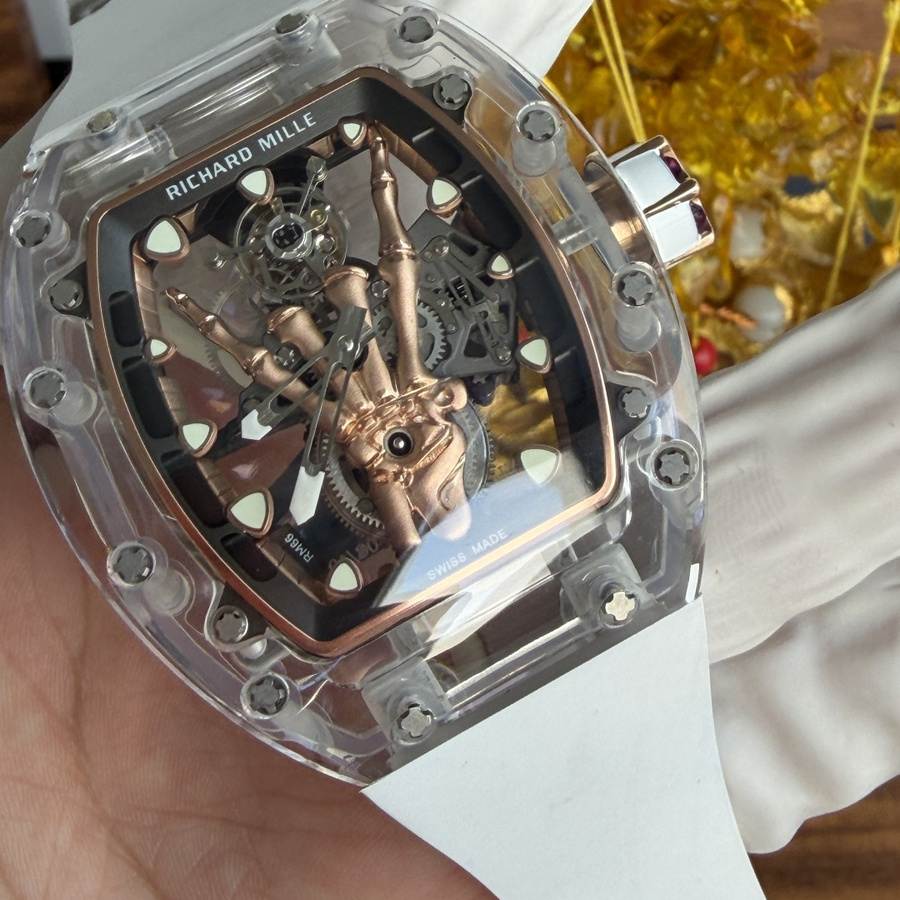 Montre réplique : Richard Mille RM 66, volant, tourbillon, sur mesure, véritable, blanc, saphir, 42,7 mm X 49,94 mm — avantageuse – Photo 5