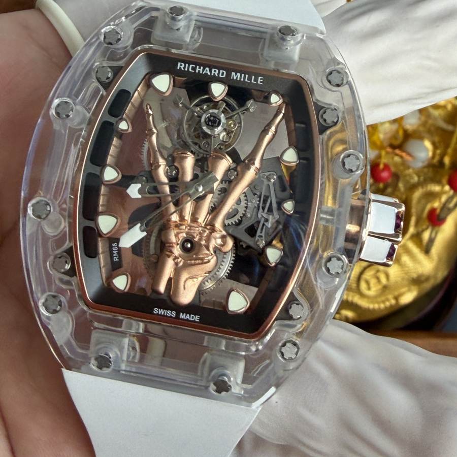 Montre réplique : Richard Mille RM 66, volant, tourbillon, sur mesure, véritable, blanc, saphir, 42,7 mm X 49,94 mm — avantageuse – Photo 6