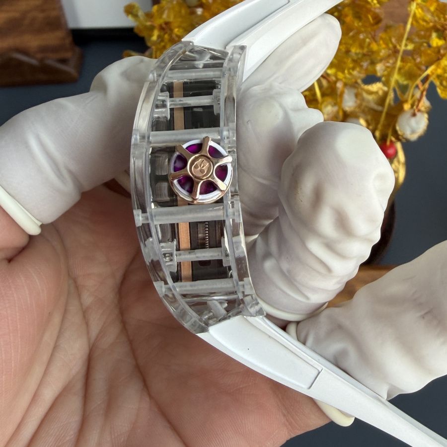 Montre réplique : Richard Mille RM 66, volant, tourbillon, sur mesure, véritable, blanc, saphir, 42,7 mm X 49,94 mm — avantageuse – Photo 8
