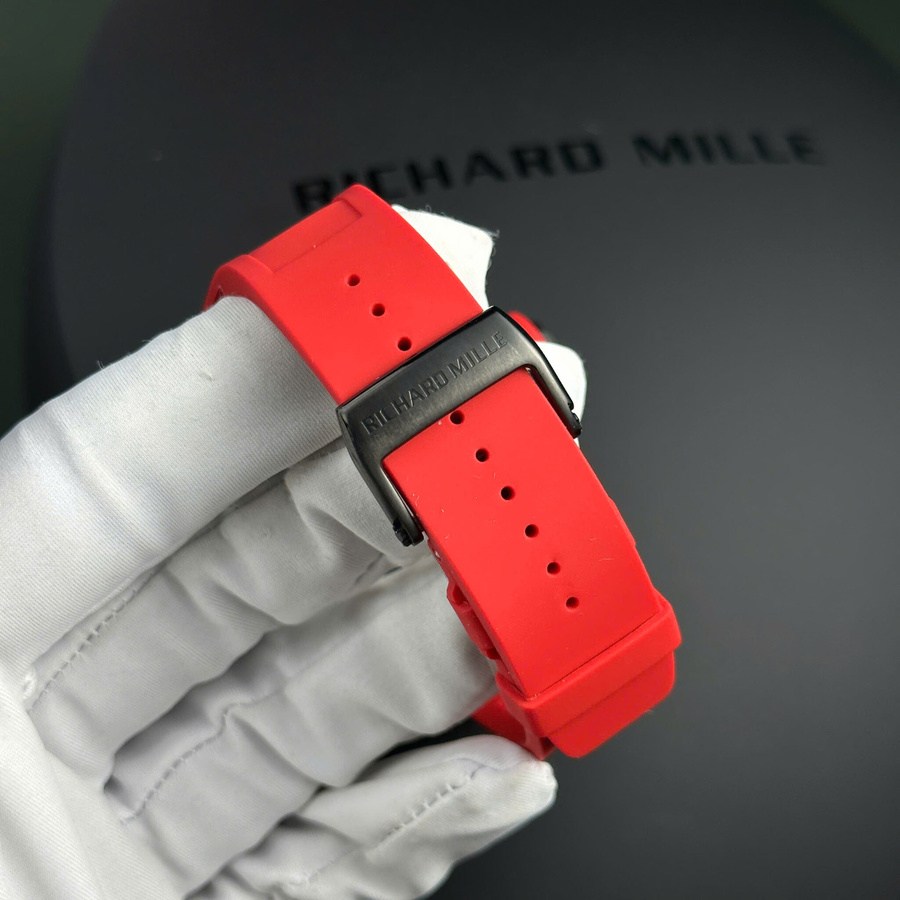Montre réplique : Richard Mille RM 055 Bubba Watson, céramique noire, bracelet en caoutchouc rouge, 42,7 mm — plébiscitée par nos clients – Photo 9