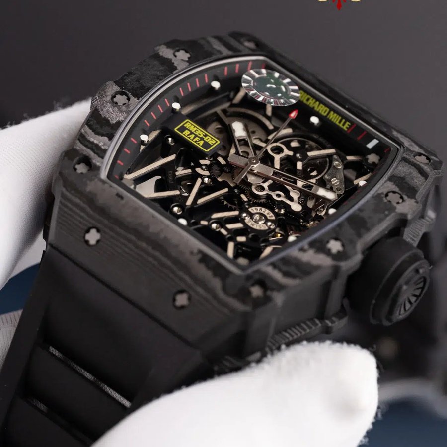 Montre réplique : Richard Mille RM 35-02 Rafael Nadal Carbon TPT, bracelet en caoutchouc noir, ZF 49,94 mm X 44,5 mm — à prix réduit – Photo 3