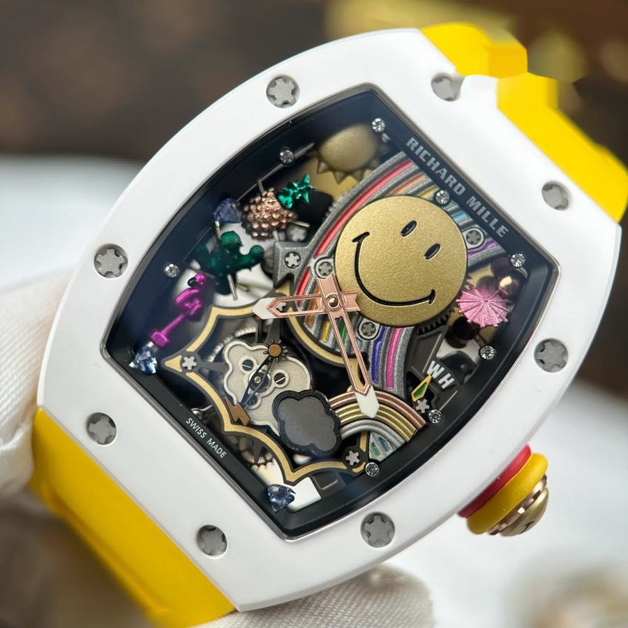 Montre réplique : Richard Mille RM 88, automatique, tourbillon, Smiley, céramique blanche, 48.15 X 39,74 mm — élégante – Photo 3