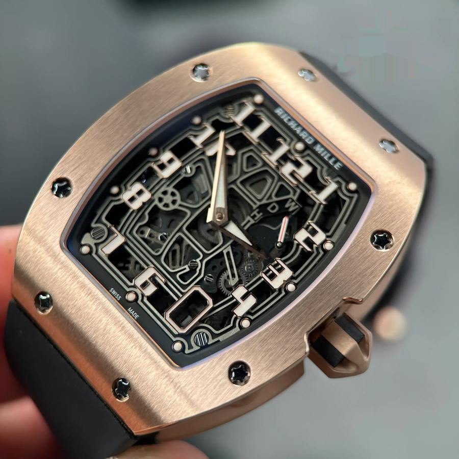 Montre réplique : Richard Mille RM 67-01, or rose, automatique, extra-plate, bracelet en caoutchouc, 38,7 mm X 47,5 mm — raffinée – Photo 6