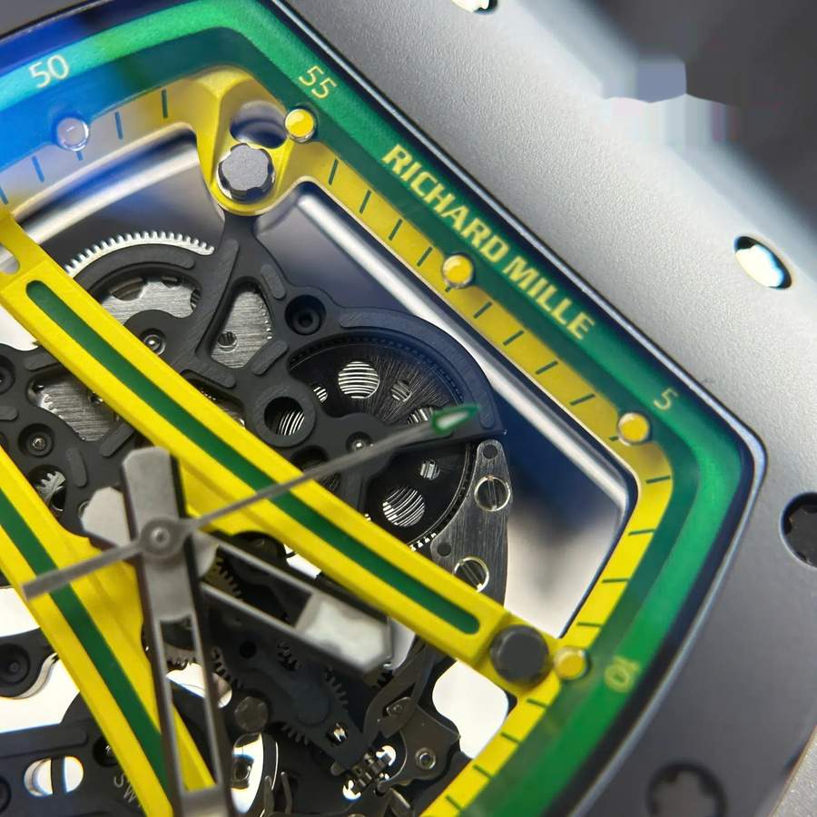 Montre réplique : Richard Mille RM 61-01 Yohan Blake, vert, céramique noire, bracelet en caoutchouc, ZF 42,7 mm X 50,23 mm — fantastique – Photo 6