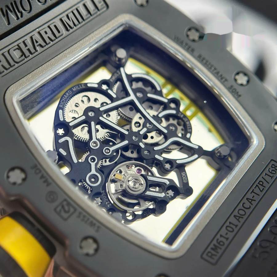 Montre réplique : Richard Mille RM 61-01 Yohan Blake, vert, céramique noire, bracelet en caoutchouc, ZF 42,7 mm X 50,23 mm — fantastique – Photo 11