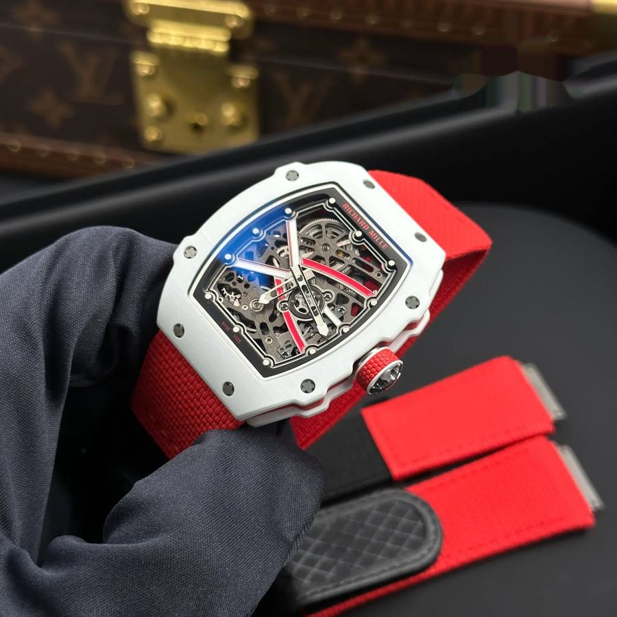 Montre réplique : Richard Mille RM 67-02 Charles Leclerc Monaco, rouge, blanc, Quartz TPT 38.7 X 47,52 mm — tendance – Photo 3