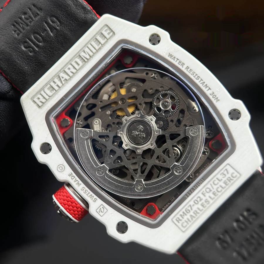 Montre réplique : Richard Mille RM 67-02 Charles Leclerc Monaco, rouge, blanc, Quartz TPT 38.7 X 47,52 mm — tendance – Photo 10