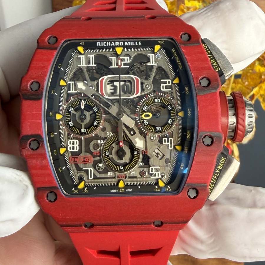 Montre réplique : Richard Mille RM 11-03, rouge, Quartz TPT, automatique, chronographe, 49.94 X 44,5 mm — d’une grande finesse – Photo 5