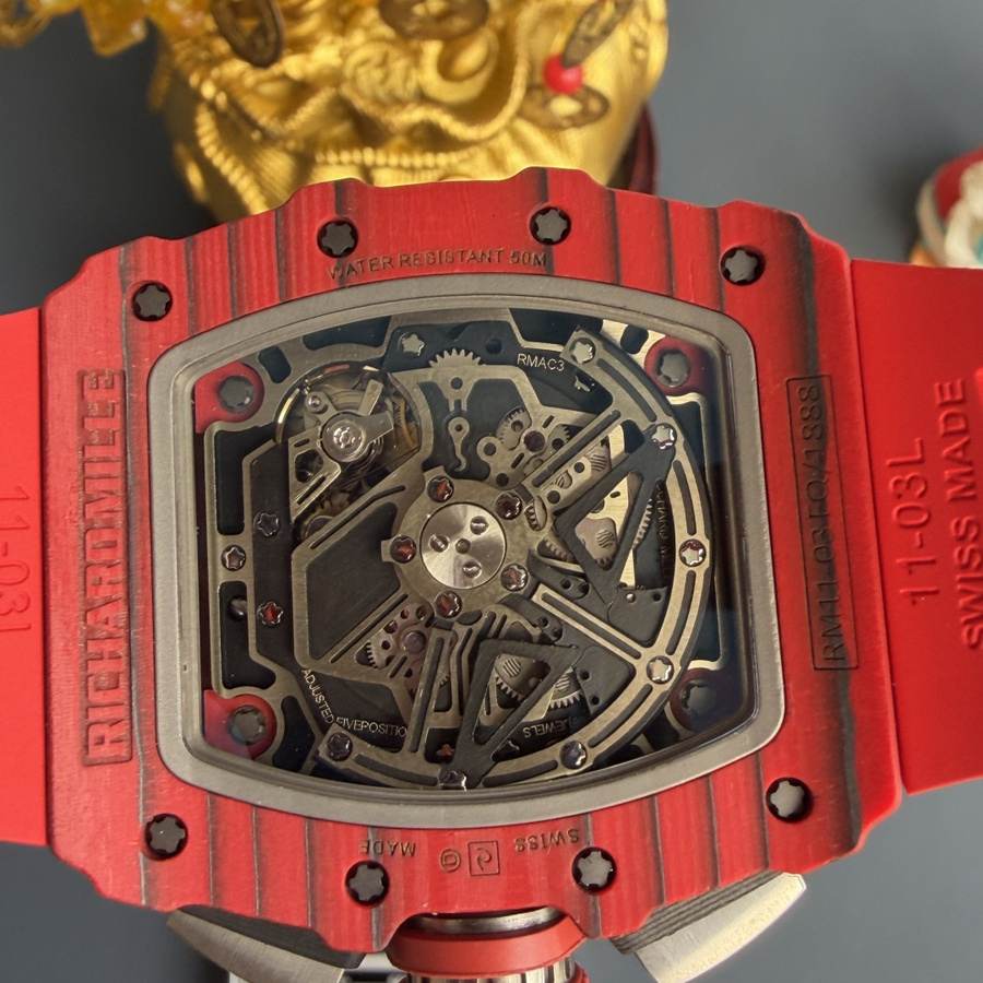 Montre réplique : Richard Mille RM 11-03, rouge, Quartz TPT, automatique, chronographe, 49.94 X 44,5 mm — d’une grande finesse – Photo 8