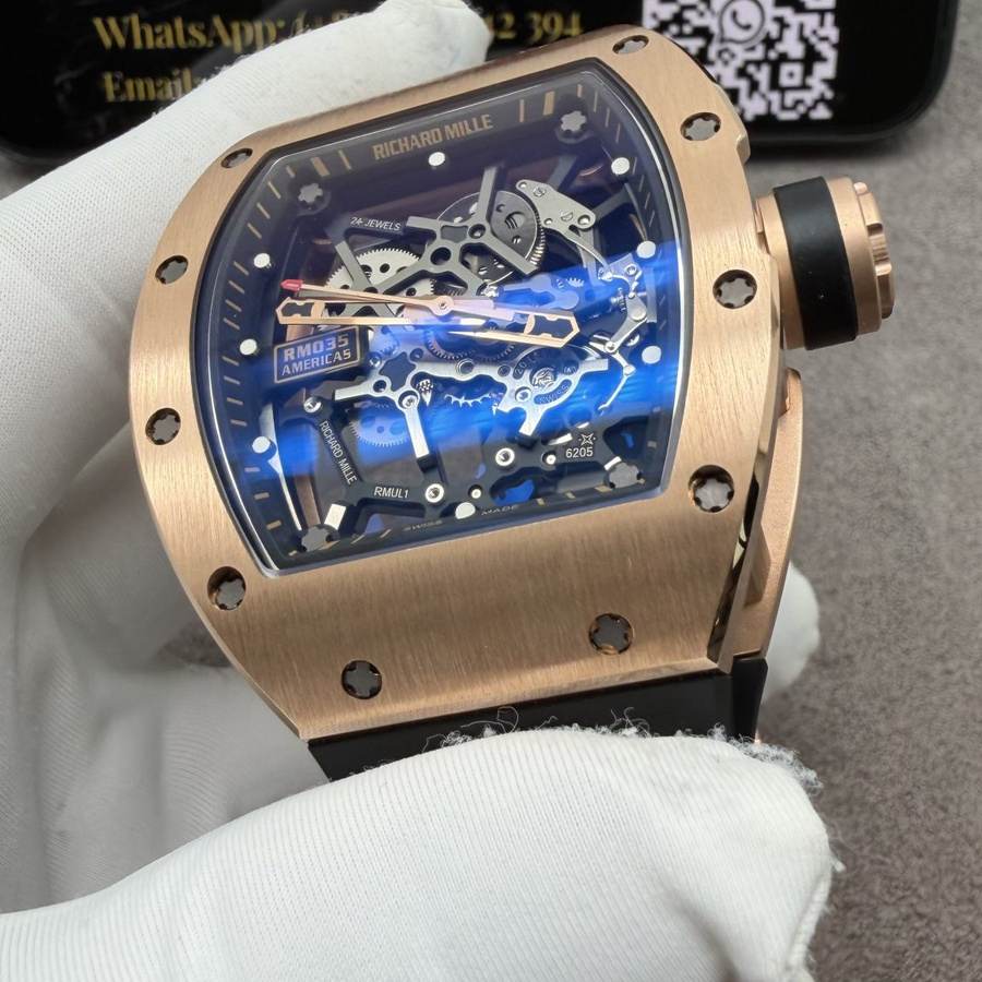 Montre réplique : Richard Mille RM 035, sur mesure, 18K, massif, or, mouvement Vaucher, 39,7 mm X 48 mm — haut de gamme – Photo 7